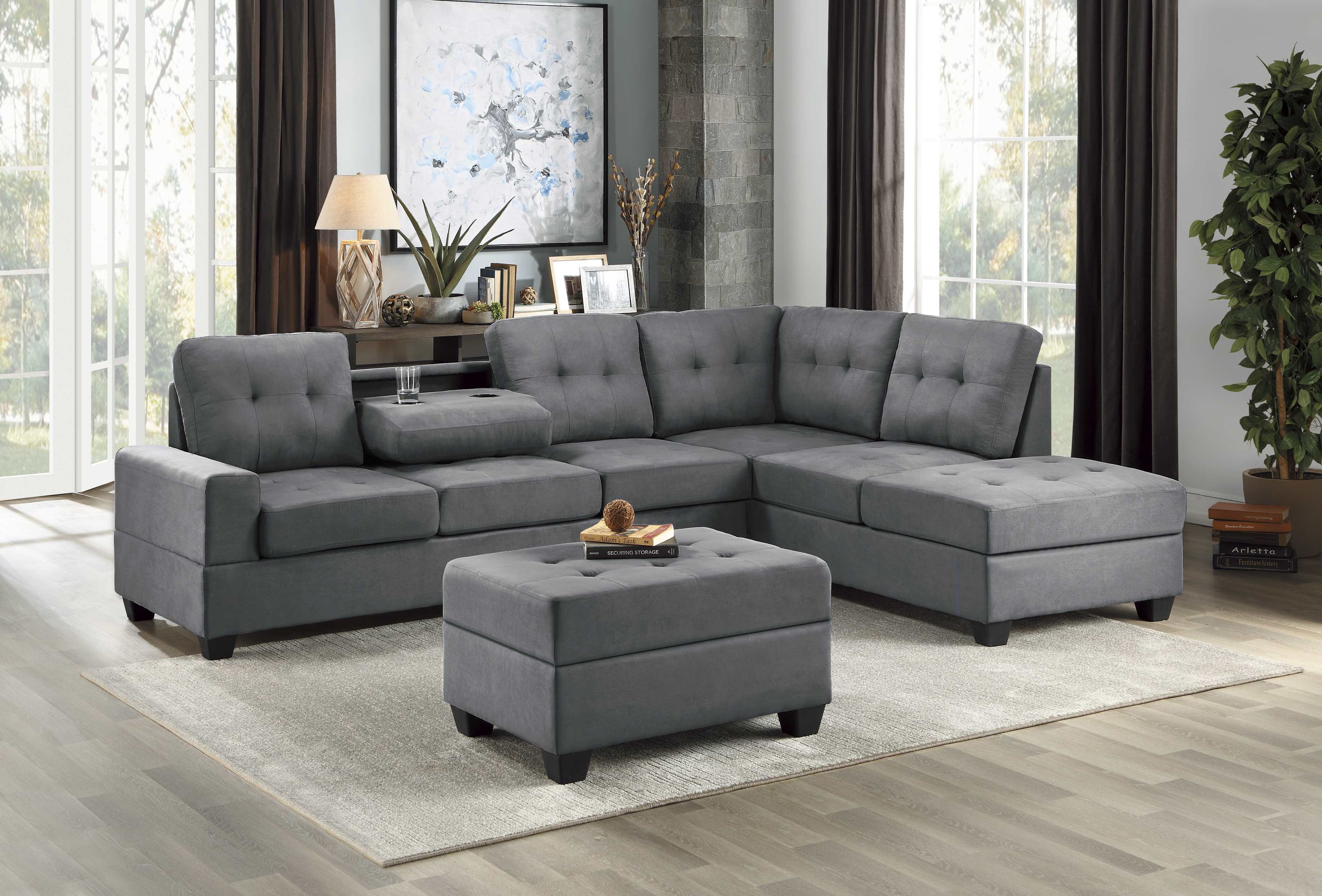 Maston Reversible Sectional Sofa Collection Dark Grey 9507