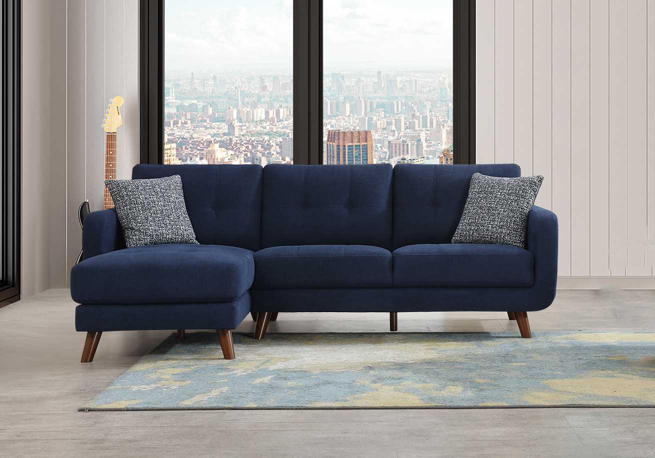 Noma Sectional with Left Side Chaise Lapis Blue 9591