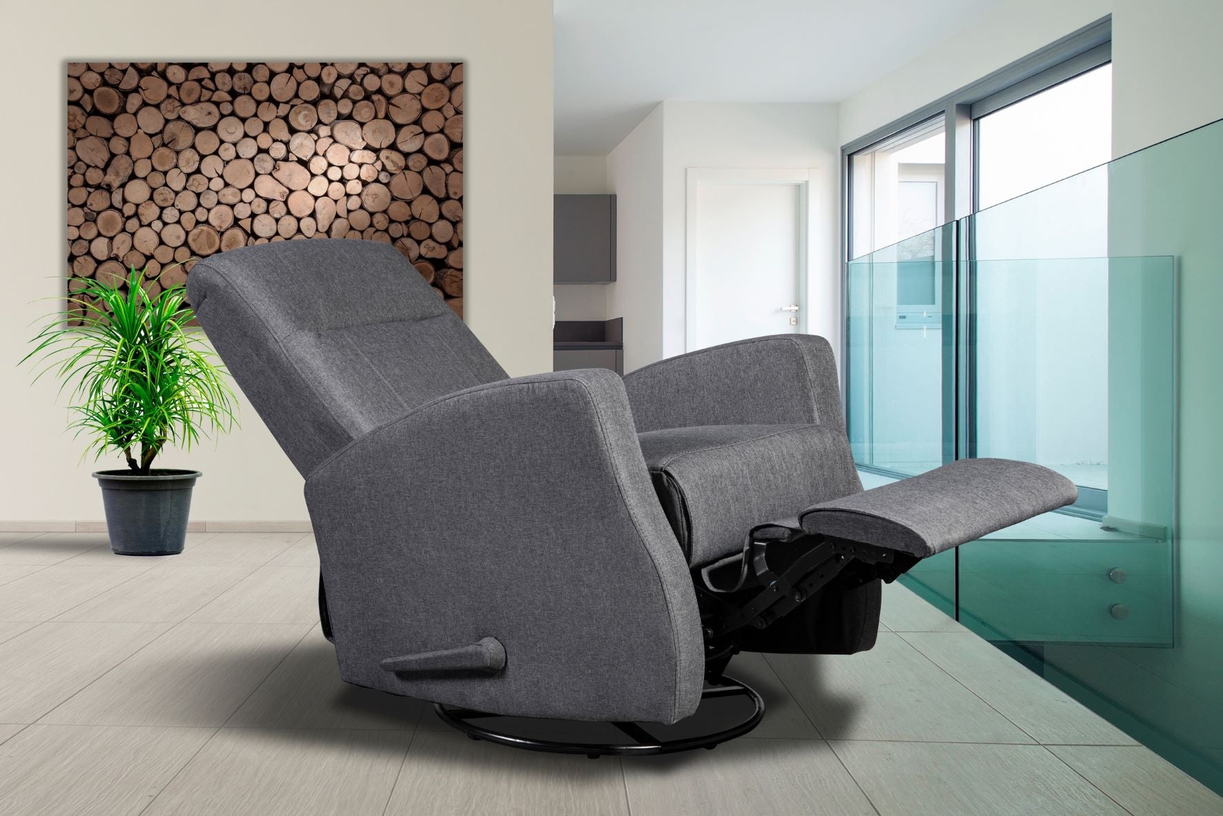 Swivel Glider Recliner Grey 9807