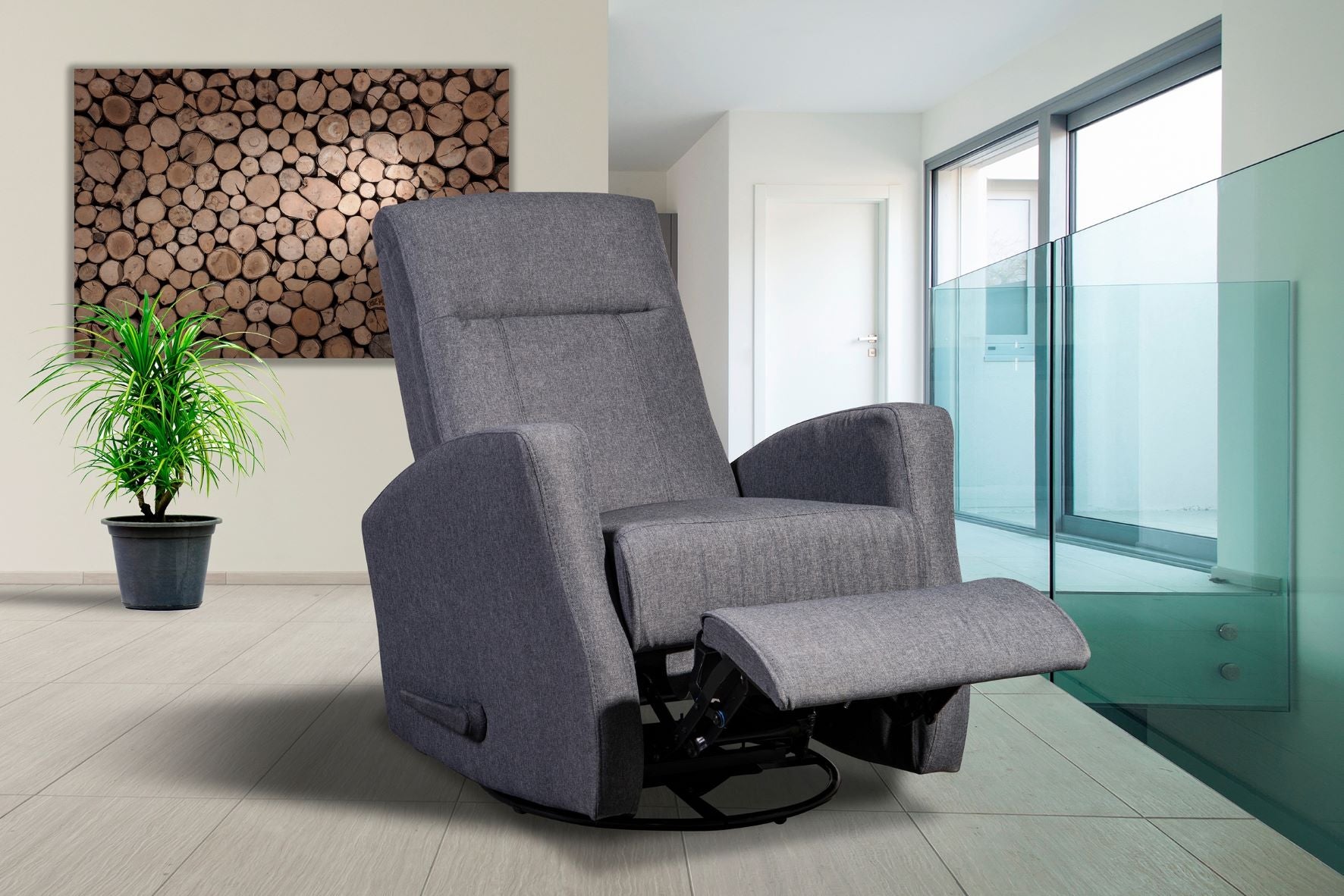 Swivel Glider Recliner Grey 9807