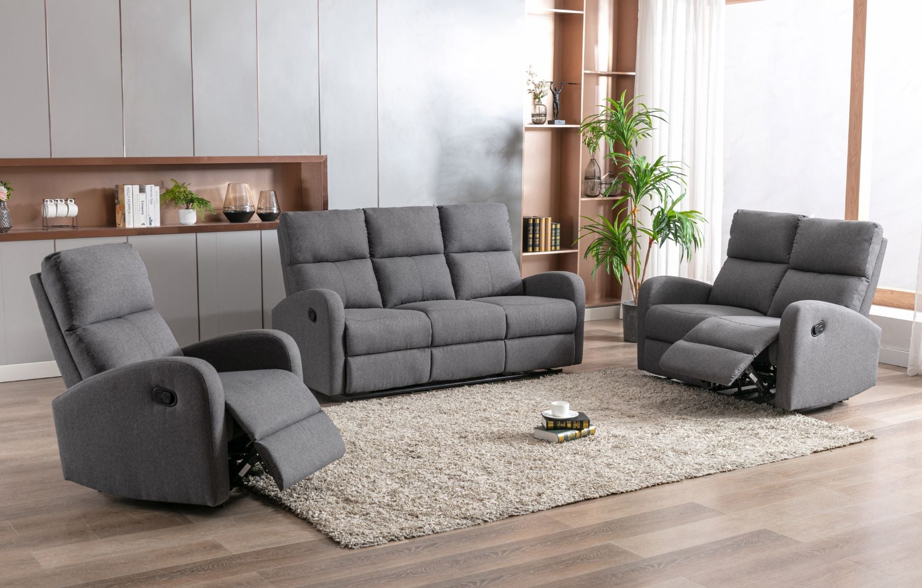 Ferdinand Grey Fabric Recliner Sofa Collection 99064