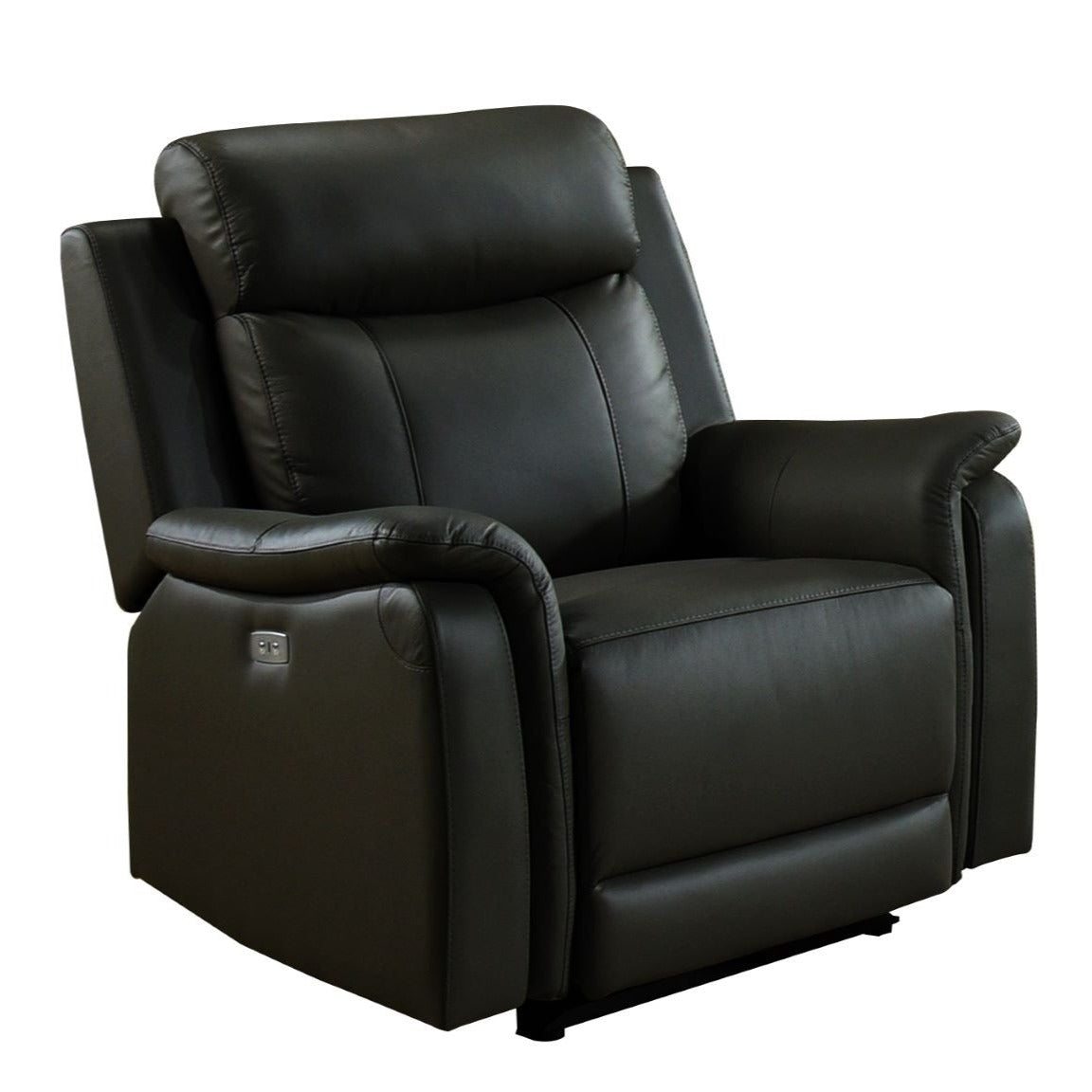 Cyrus Top Grain Leather Power Glider Recliner Chair Black 99840