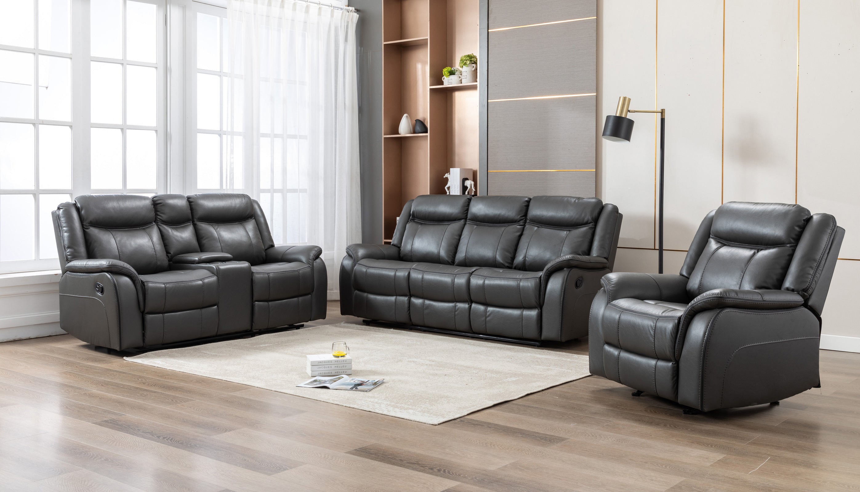 Grey Leather Paxton Seating Collection 99926GRY