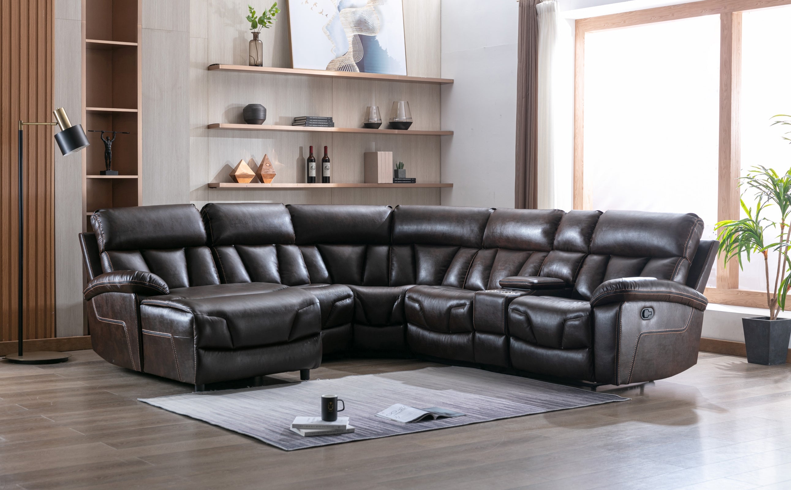 6-Piece Modular Brown Reclining Sectional with Left Side Chaise 99931BRWSS6L