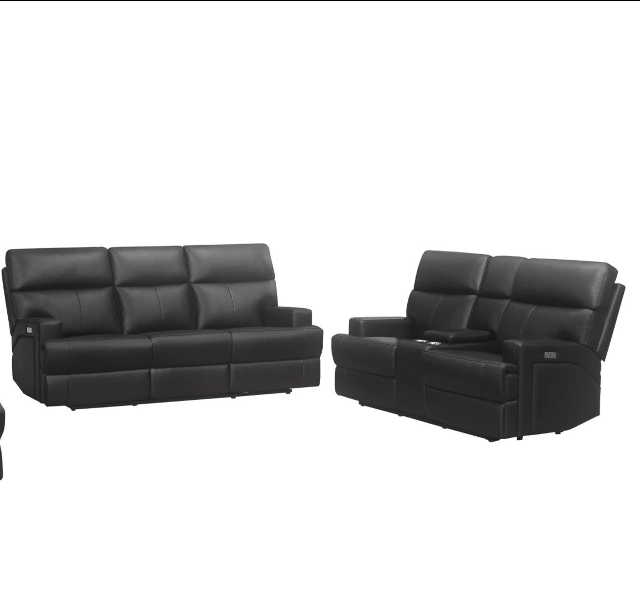 Sethos Top Grain Black Leather Power Reclining Collection 99945