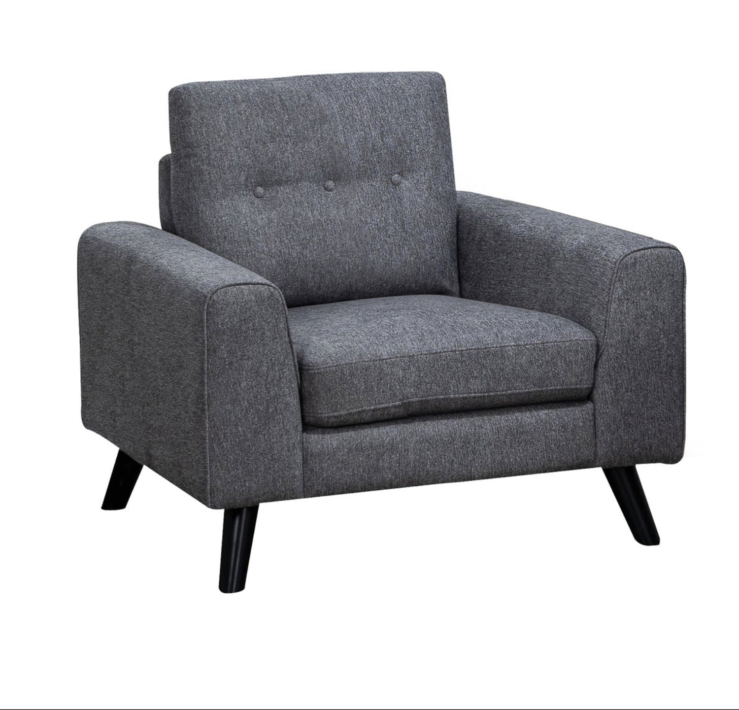 Evelyn Grey Chenille Fabric Sofa Set with Black Legs 99947GRY