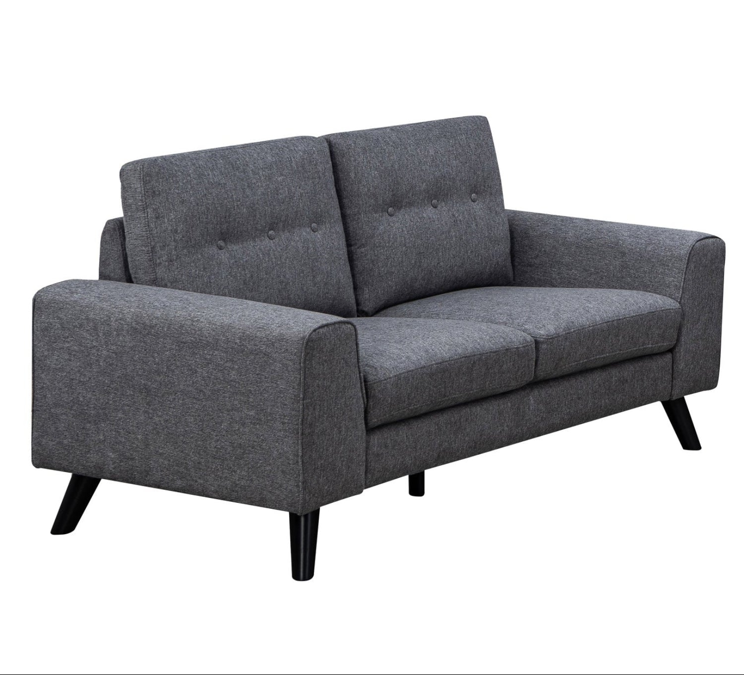 Evelyn Grey Chenille Fabric Loveseat with Black Legs 99947GRY