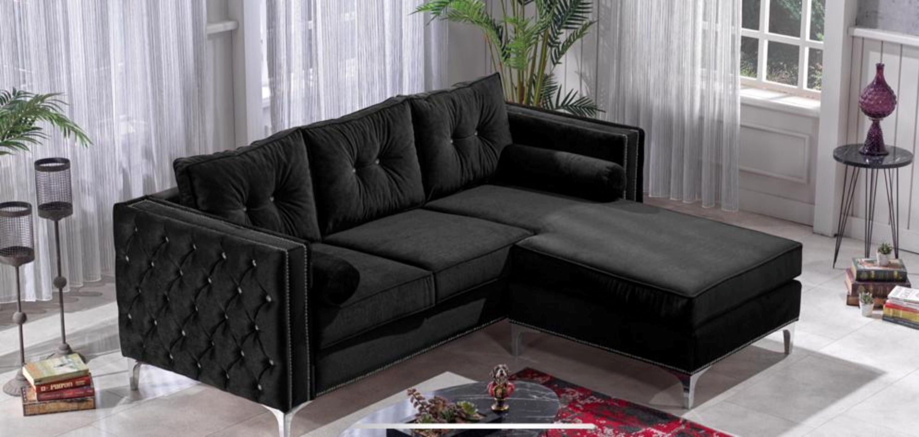 Alaska Sectional Sofa - Black Velvet