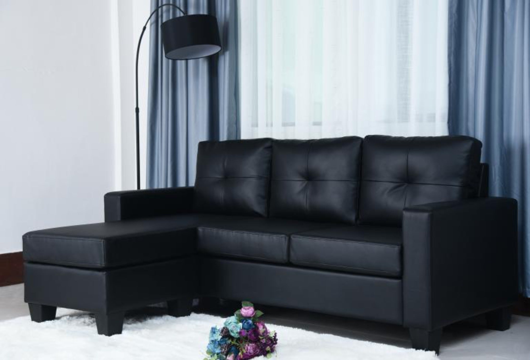 Anna Sectional Sofa - Black PU