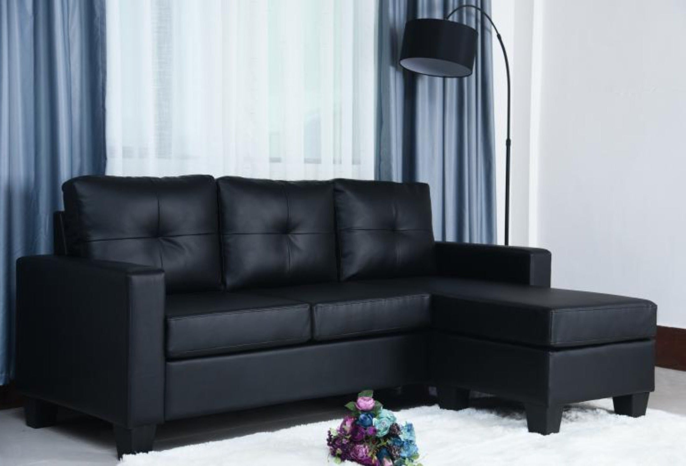 Anna Sectional Sofa - Black PU