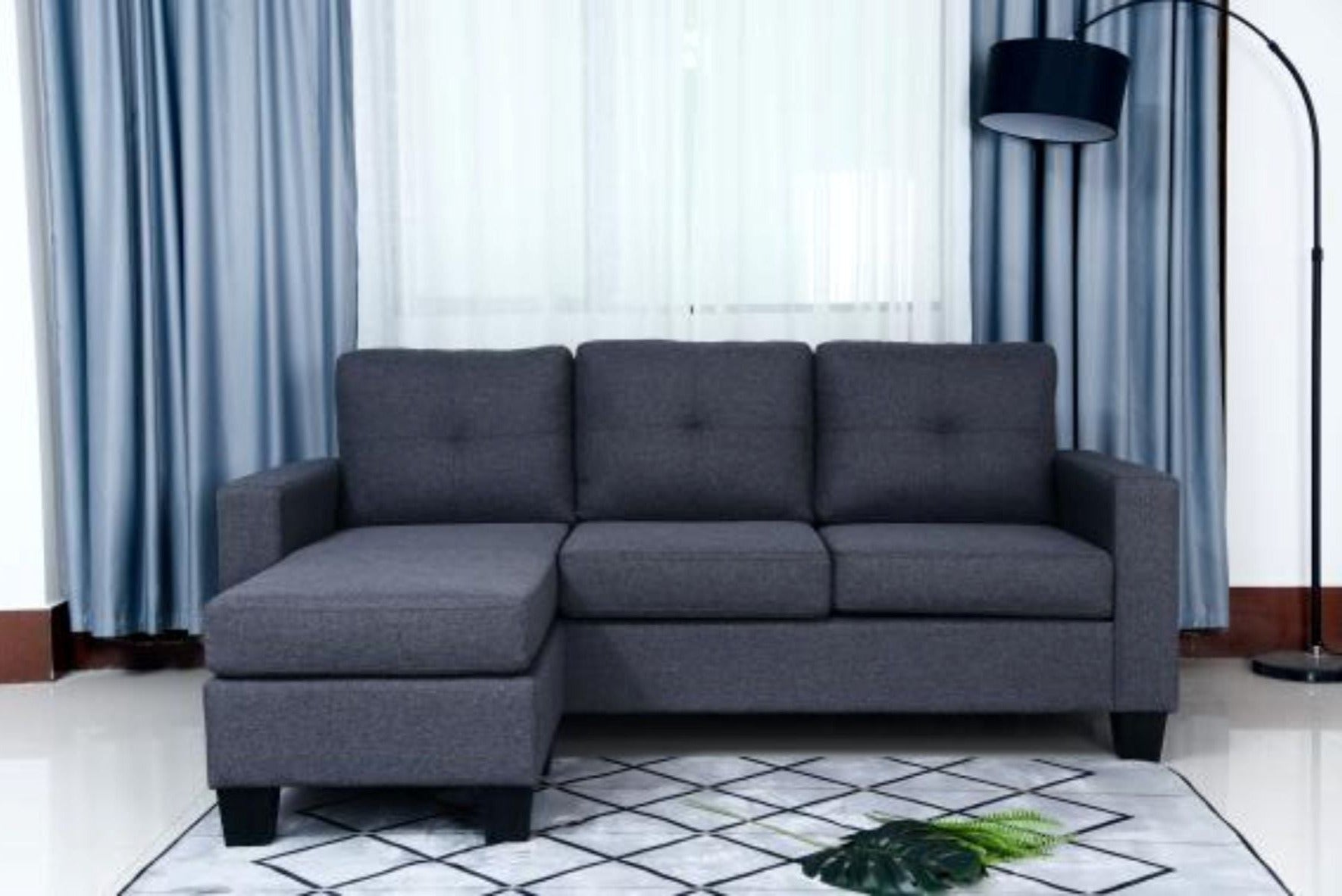Anna Sectional Sofa - Grey Fabric