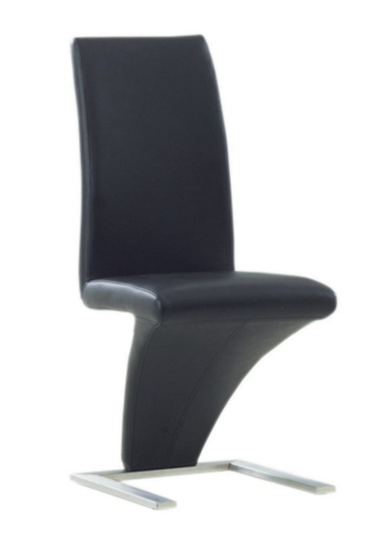 Black faux leather dining chair