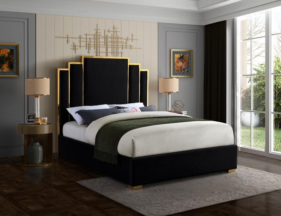 Chloe Chanel Bed - Black Velvet With Gold Trim