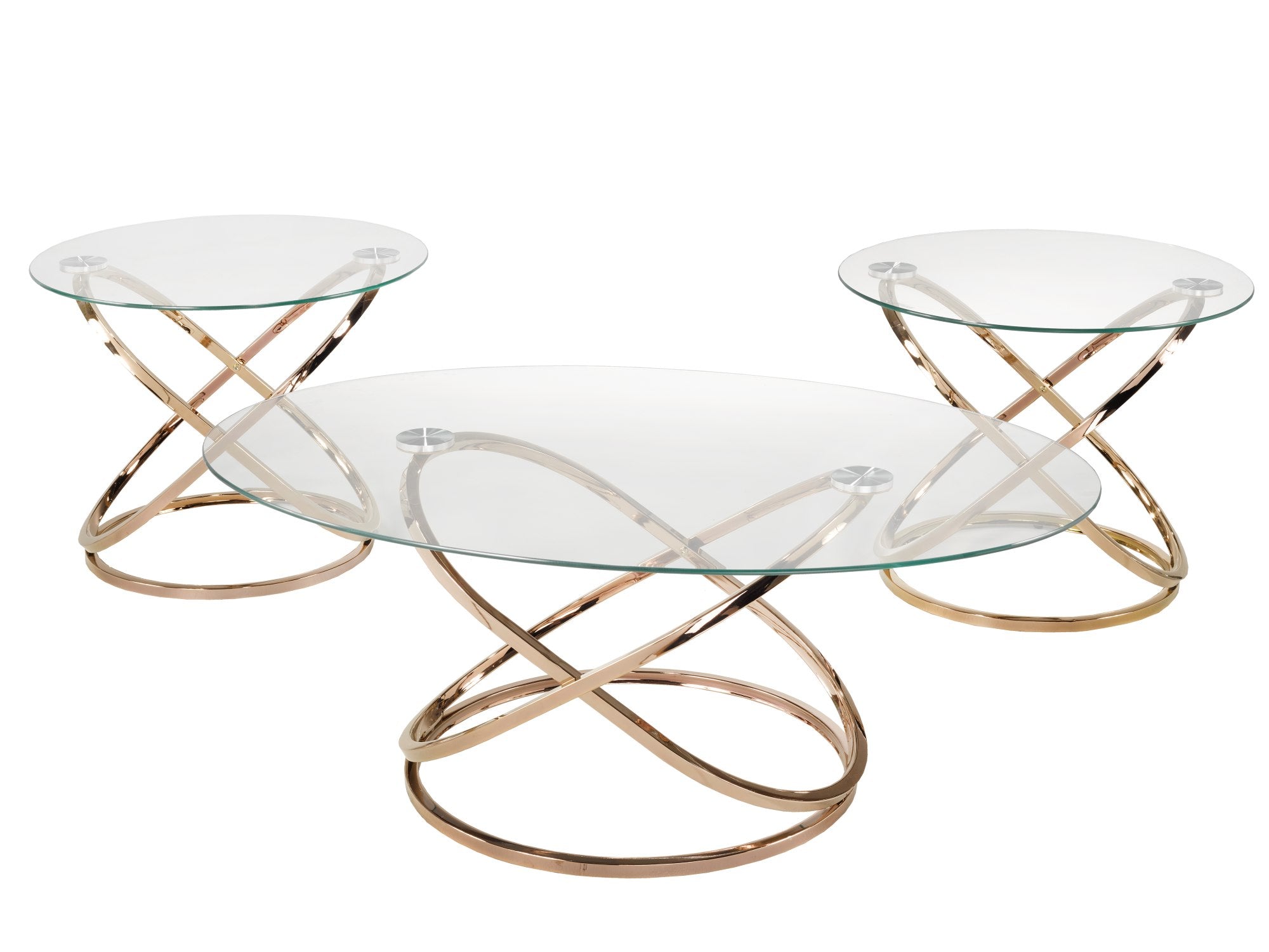 Coffee Table and 2 End Table Set - Rose Gold - 8546-13