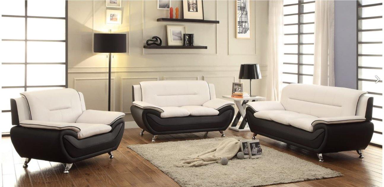 Speedy 3 PC Sofa Set - Black / White