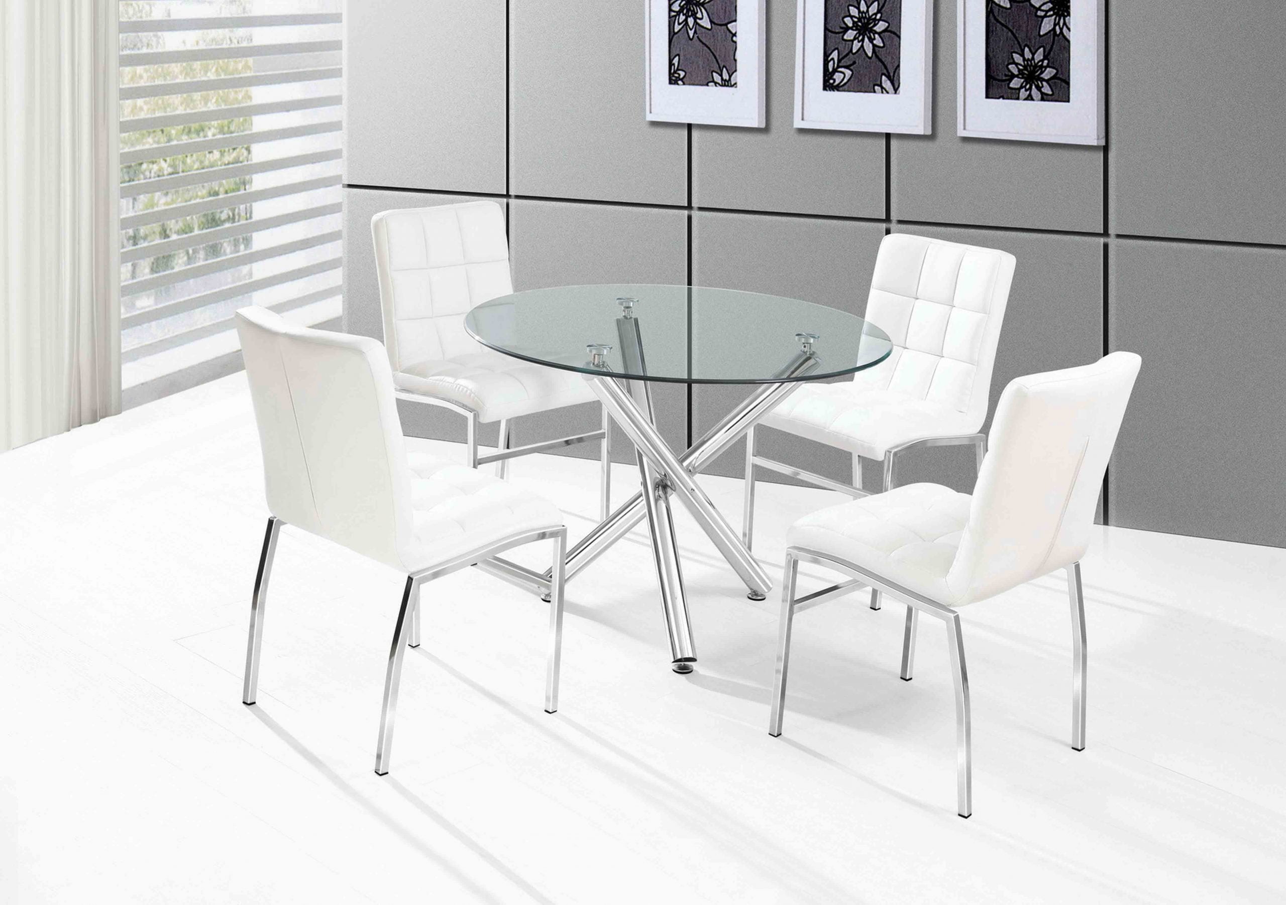 Weston Dining Table with 4 White Chairs DT-811 / C-142
