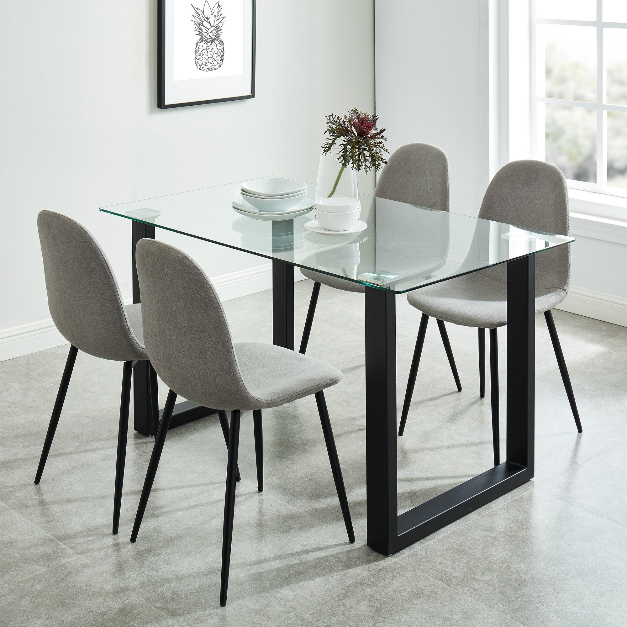 Franco/Olly 5pc Dining Set in Black with Grey Chair 207-454BK/606GY