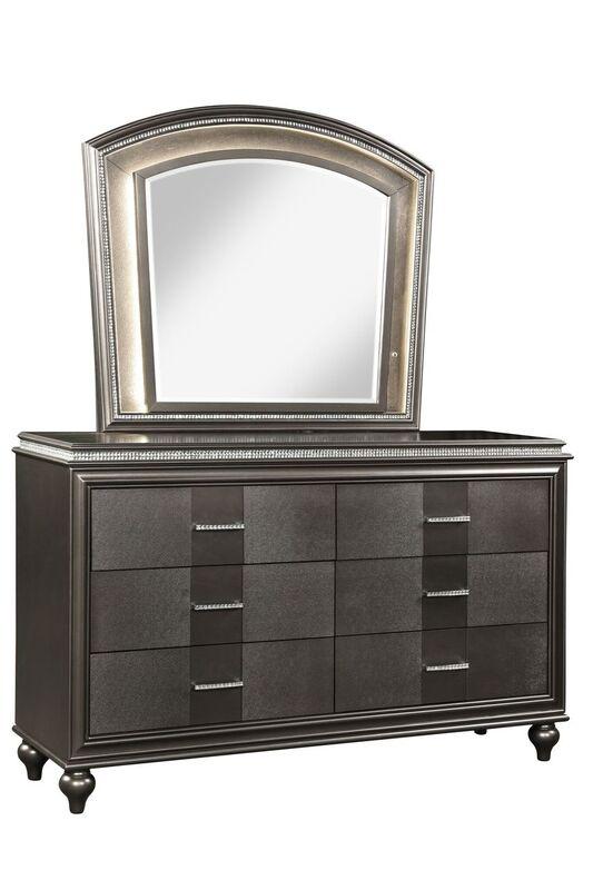 Ginger Wooden Dresser & Mirror Gray 1141