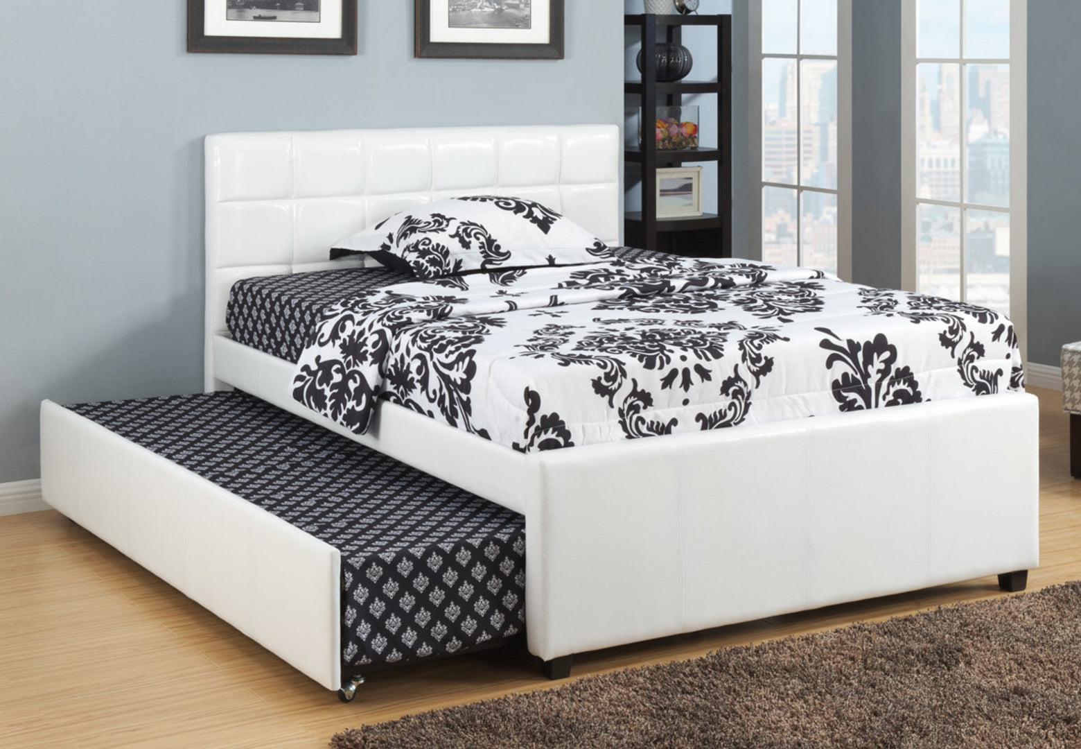 White Pu Trundle bed