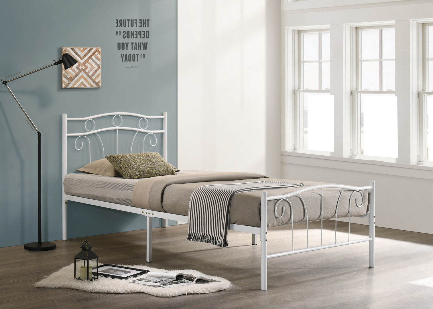 White Metal Bed Single / Double 155W