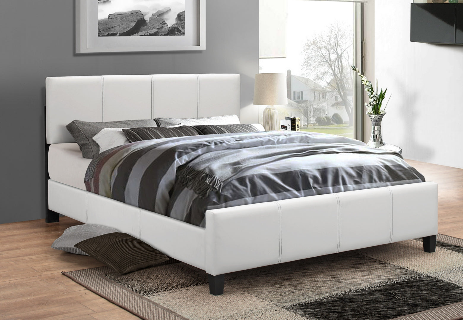 White PU Bed Single/ Double / Queen 174