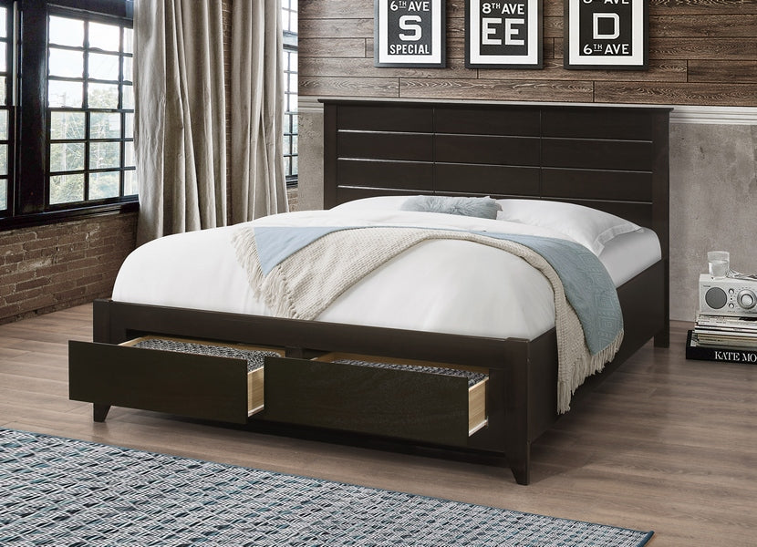 Espresso Bed with 2 Storage Drawers Single/ Double / Queen 421