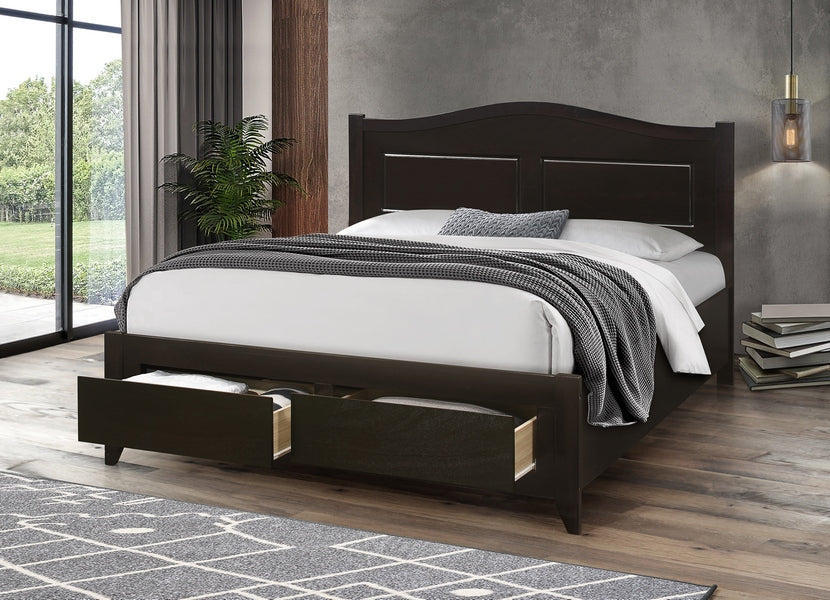 Espresso Bed with Storage Drawers Double/ Queen 422