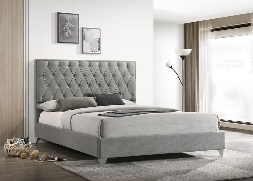 Grey Fabric Bed with Diamond Pattern 5225