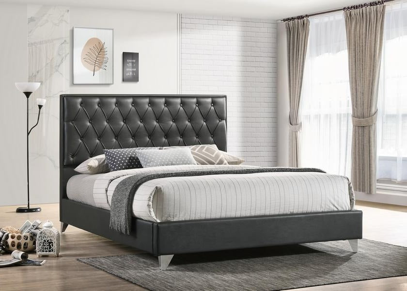 Grey PU Bed with Diamond Pattern 5226
