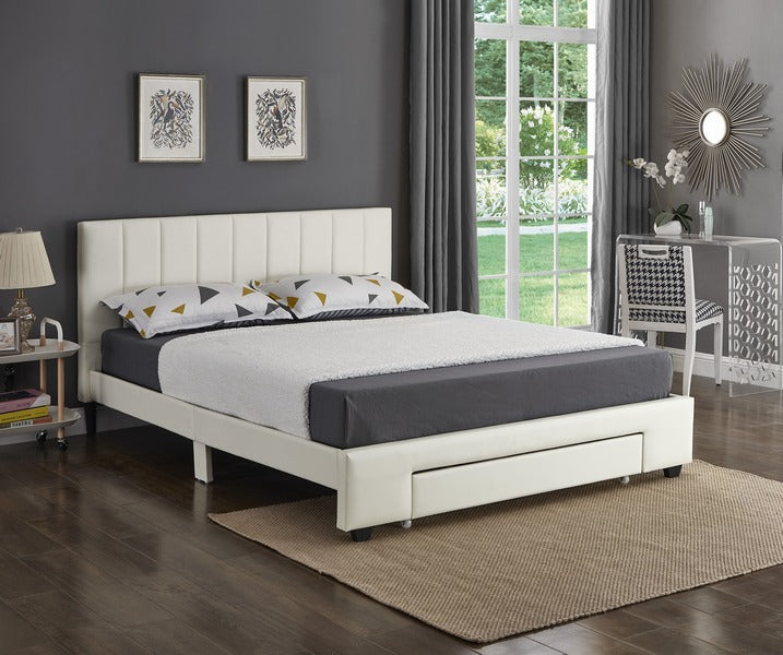 White PU Bed with Front Drawers 5482