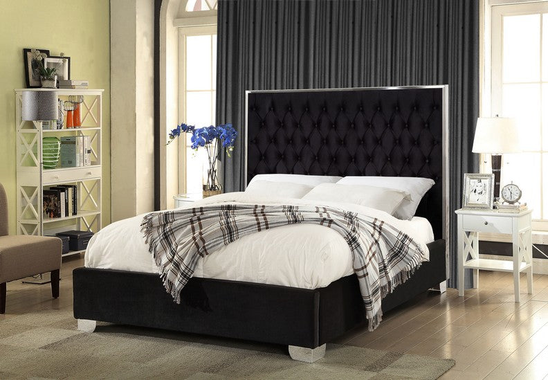 Black Velvet Fabric Bed #5542