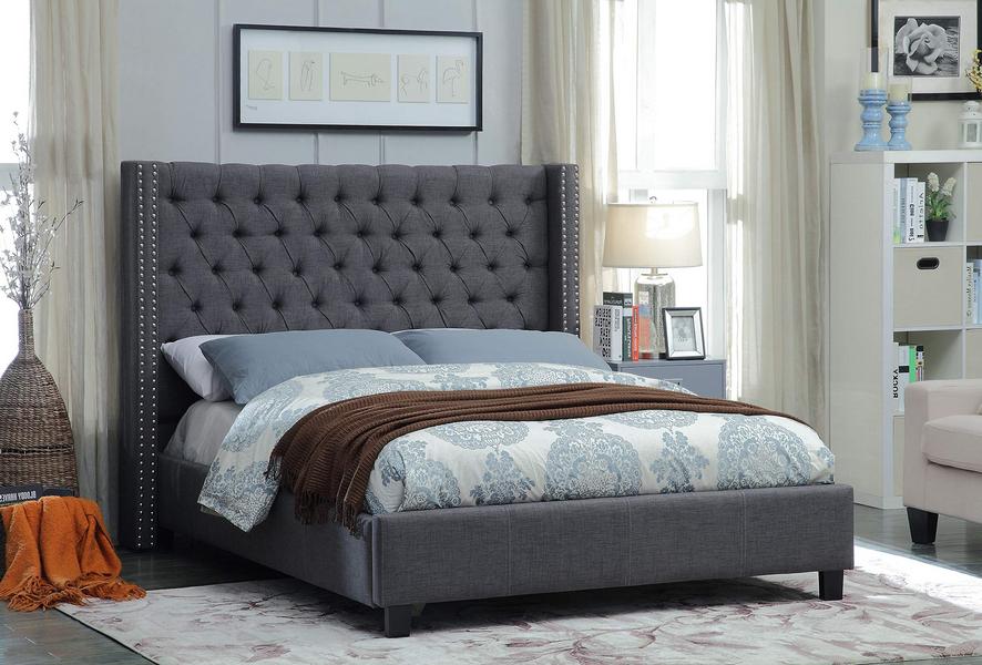Grey Fabric Wing Bed 5897