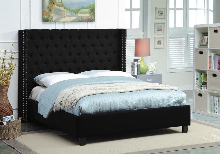 Black Fabric Wing Bed 5899