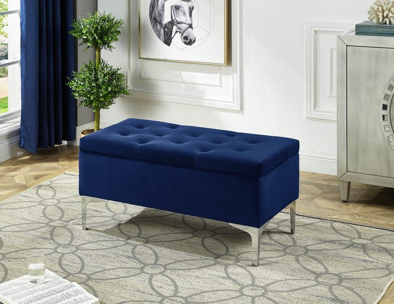 Blue Velvet Storage Bench 6257