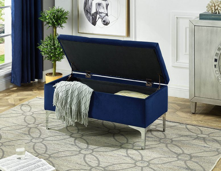 Blue Velvet Storage Bench 6257