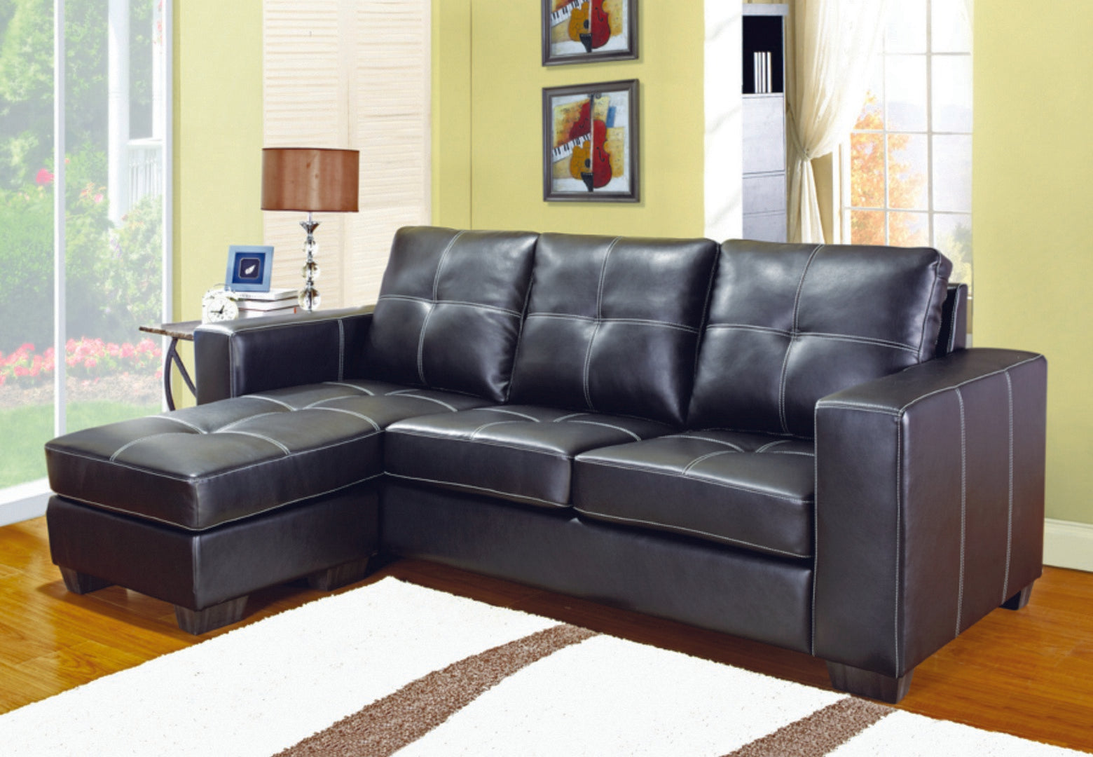 sectional sofa black 9355