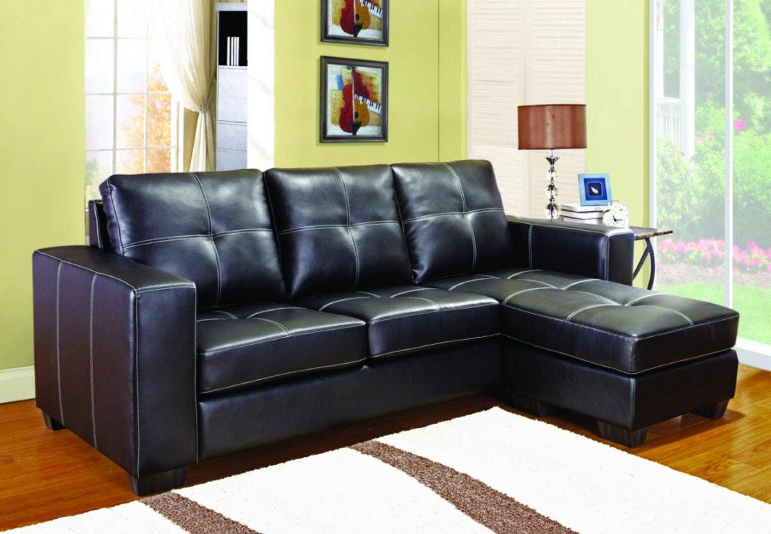 sectional sofa black 9355 1