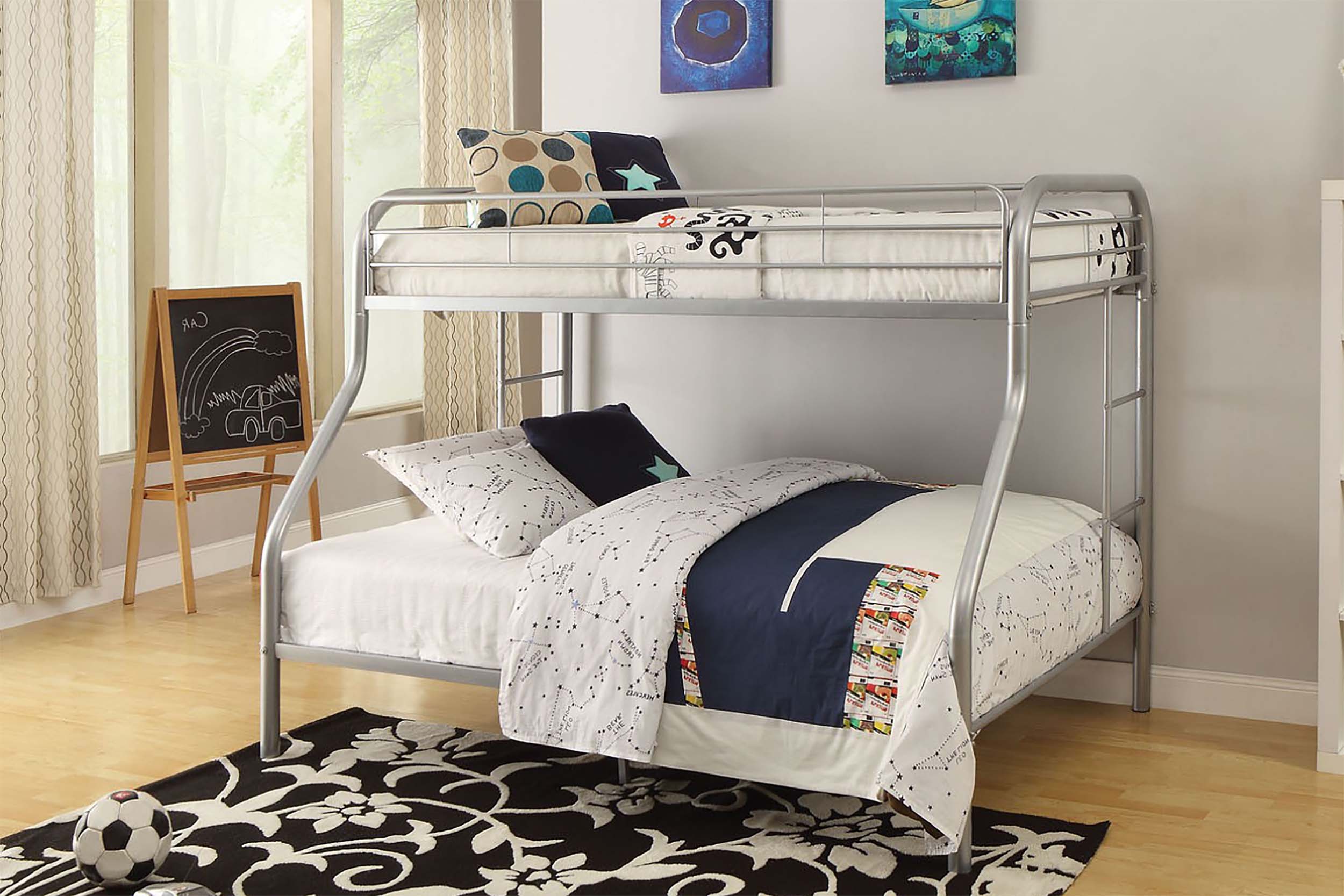 Metal Bunk Bed Double / Twin - Grey 501G