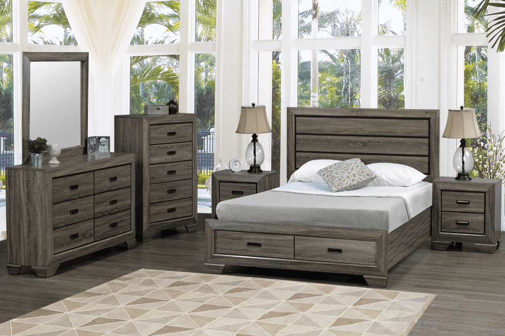 Jenna Bedroom Collection - Distressed Grey Finish