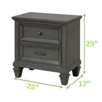 Hamilton Dark Gray 2 Drawer Night Stand 1251