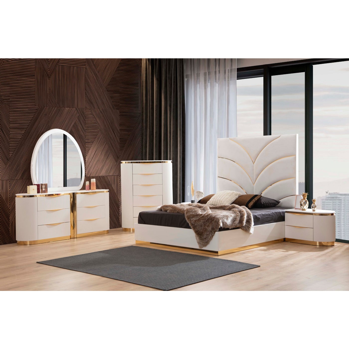Laura White & Gold Bedroom collection 1401