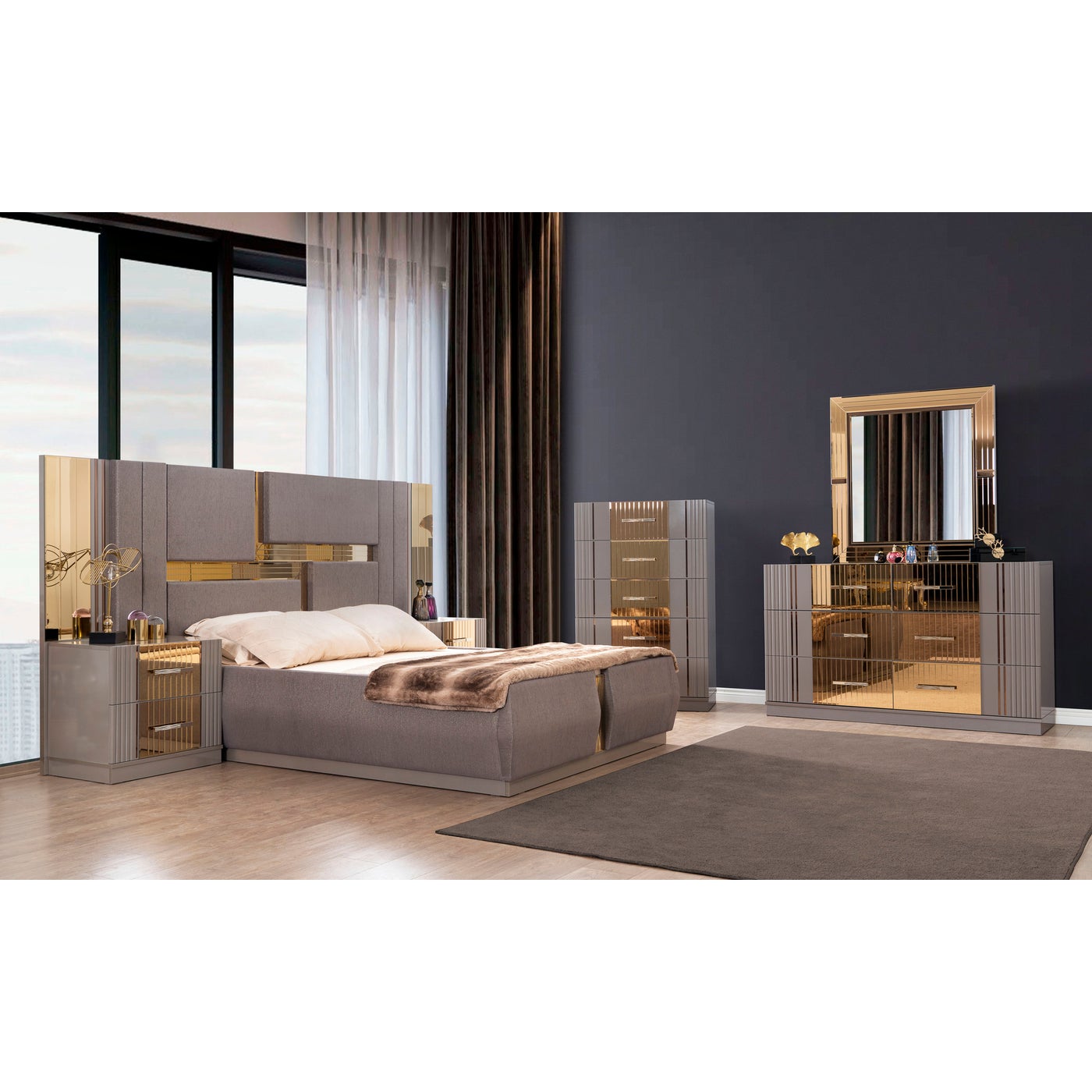 Lorenzo Bed with 2 Night Stands 1341