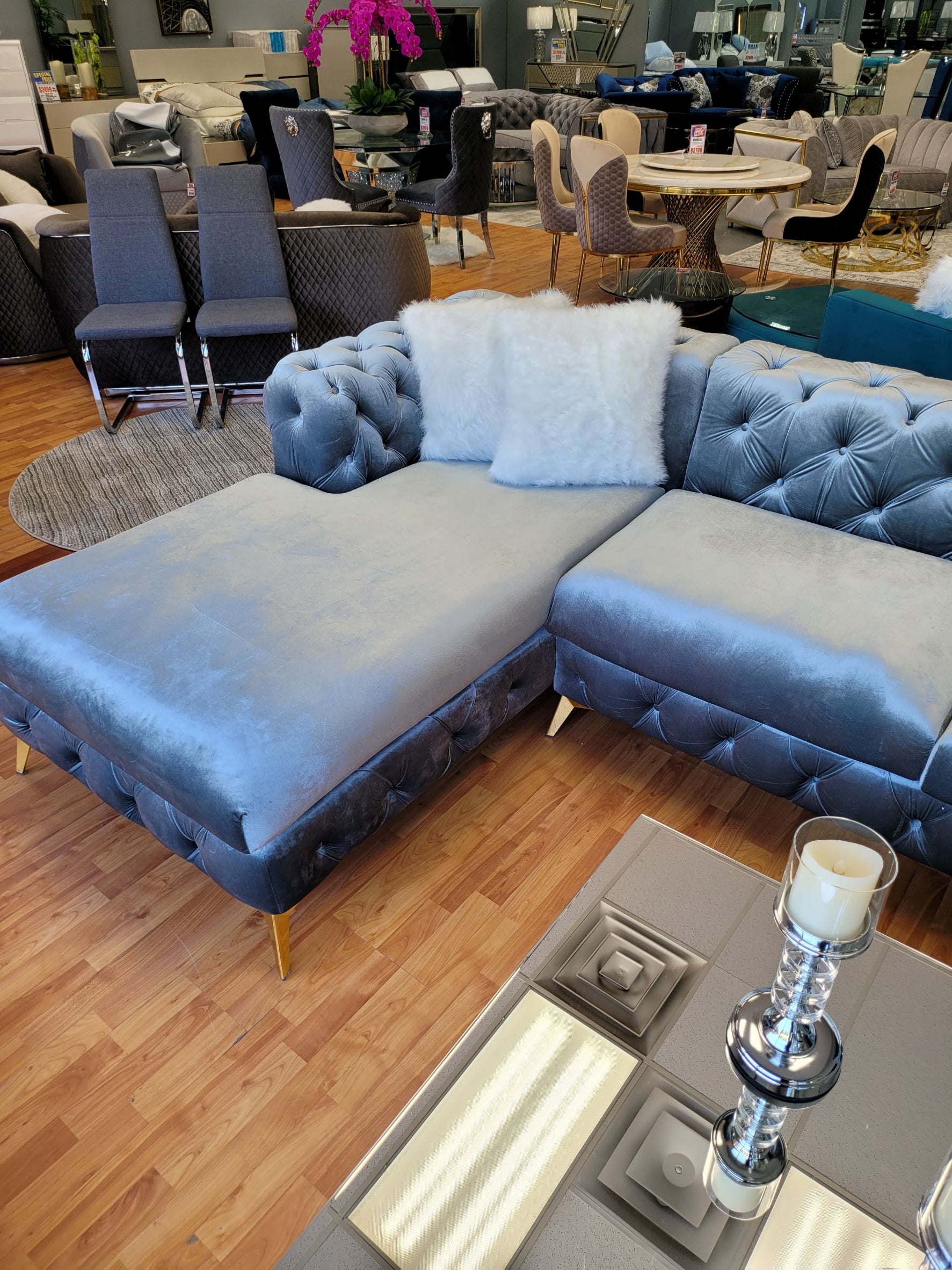 Nicole Sectional Sofa Silver Grey 4455