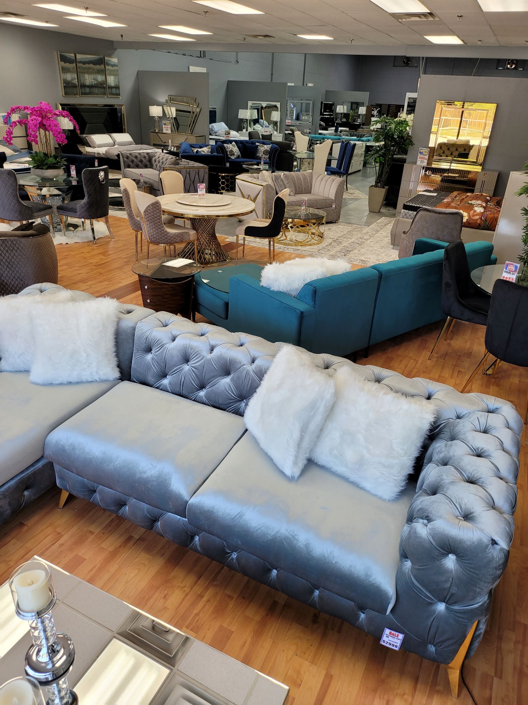 Nicole Sectional Sofa Silver Grey 4455