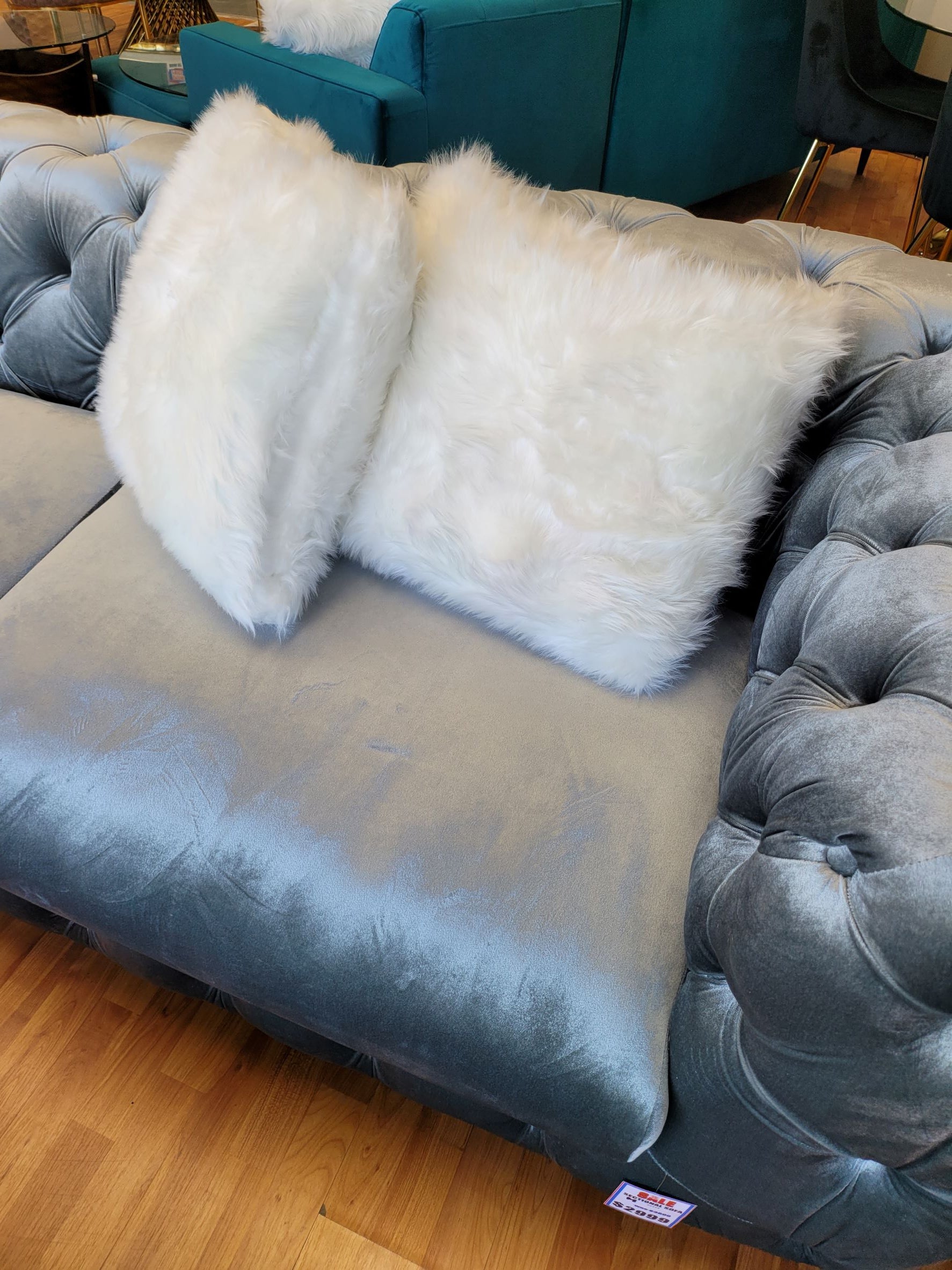 Nicole Sectional Sofa Silver Grey 4455