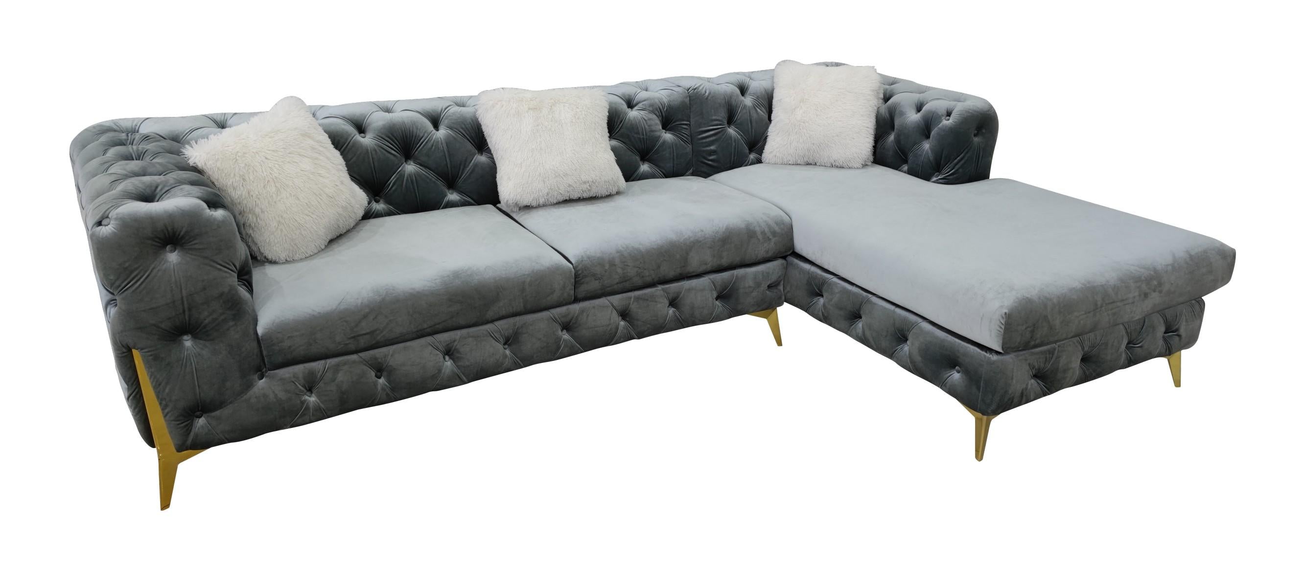 Nicole Sectional Sofa Silver Grey 4455