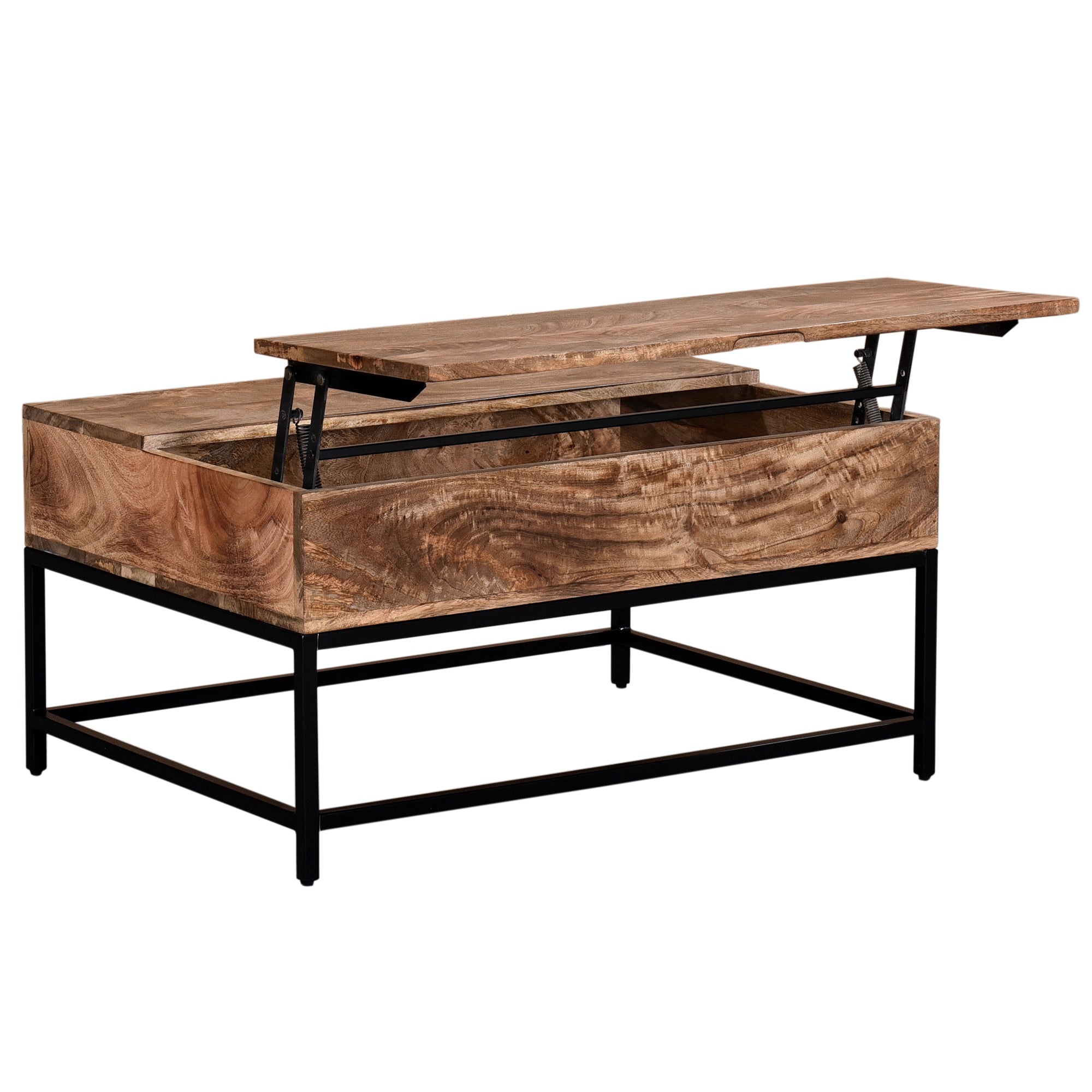 Ojas Lift-Top Coffee Table in Natural Burnt and Black 301-513NT