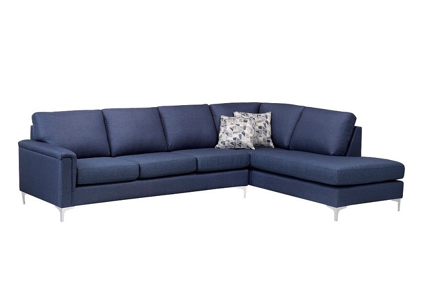 Canadian Made Hopkins Collection Fabric Sectional Sofa in PULSAR 304 BLUE 9814