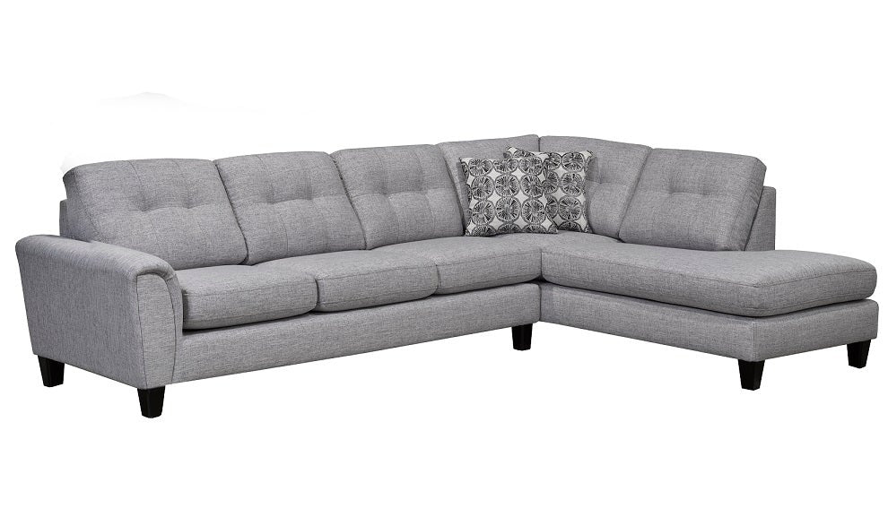 Jaden Collection Fabric Sectional Sofa in Grey 9825
