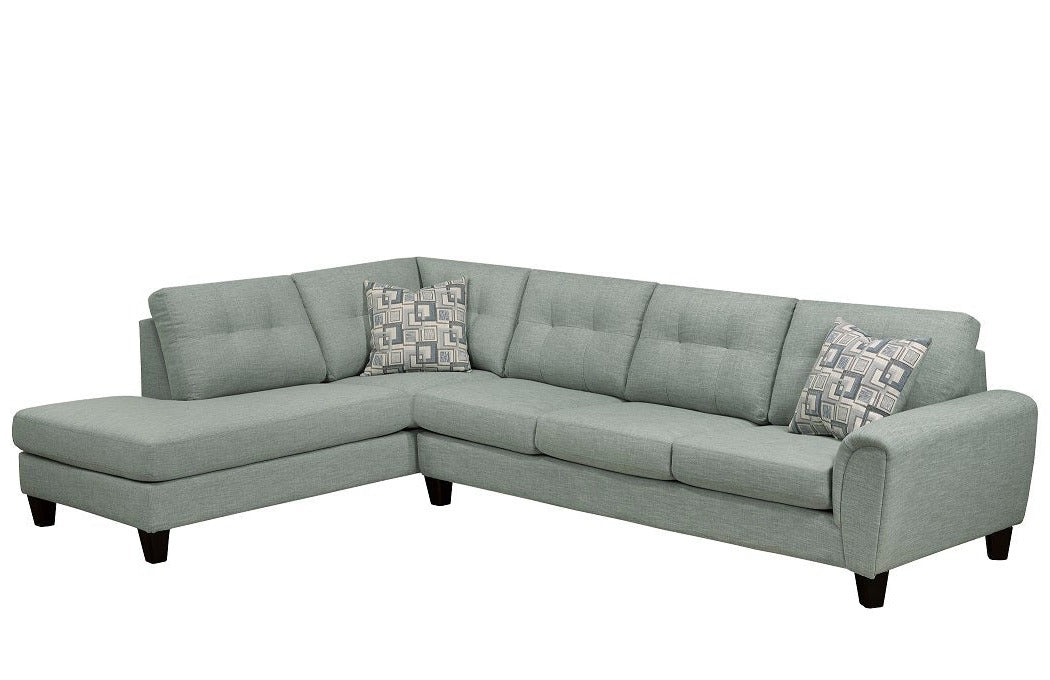 Canadian Made Jaden Collection Fabric Sectional Sofa in Truffle Sage 9825
